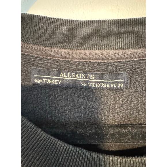 AllSaints Black Crewneck Sweatshirt With Sheer Overlay Women’s Size 6 - Picture 4 of 7